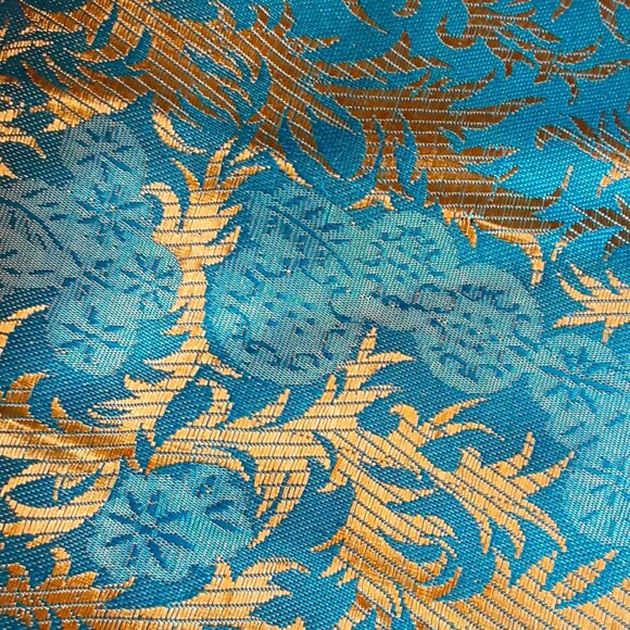 SOLD Vintage Chinoiserie Silky Brocade Fabric - Picture 6 of 8